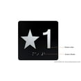 thumbnail image 2 of Star 1 - Elevator Jamb Plate Sign with Braille and Raised Number-Elevator Floor Number Sign(Black), 2 of 4