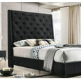thumbnail image 2 of 1Pc Black Color Elegant Contemporary Upholstered Queen Bed Button Tufted Headboard Demi-Wings Bedroom Furniture, 2 of 2
