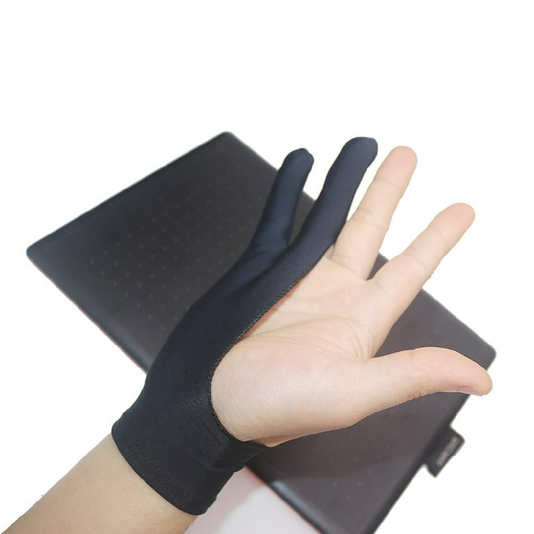Black Two-Finger Painting Gloves Digital Tablet Special Writing Drawing  Gloves,Large
