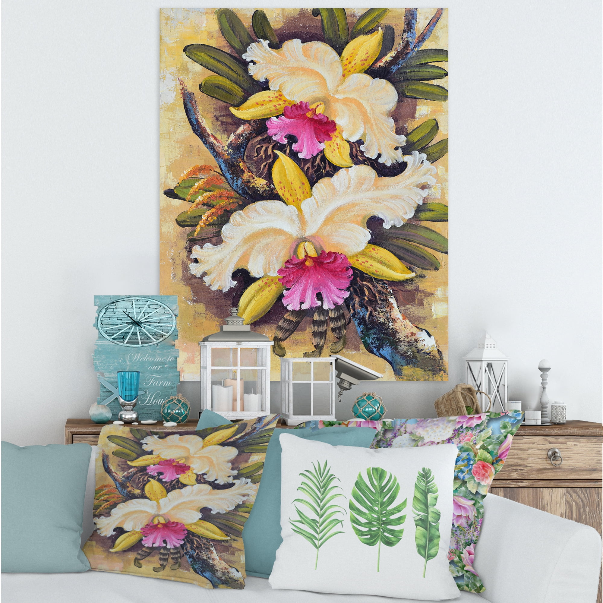 Designart ' Ancient Forest Orchids II ' Traditional Canvas Wall Art Print