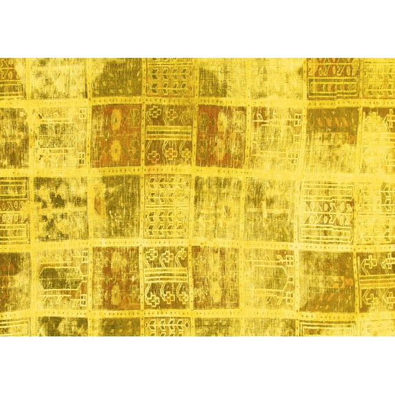 Ahgly Company Indoor Rectangle Abstract Yellow Modern Area Rugs, 4' x 6'