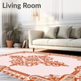 thumbnail image 2 of ODIKA 4'x6' Machine Washable Non-Slip Area Rug, Artisan Interlocking Lattice Medallion with Floral Scrollwork High Traffic Rug, Orange, 539888, 2 of 7