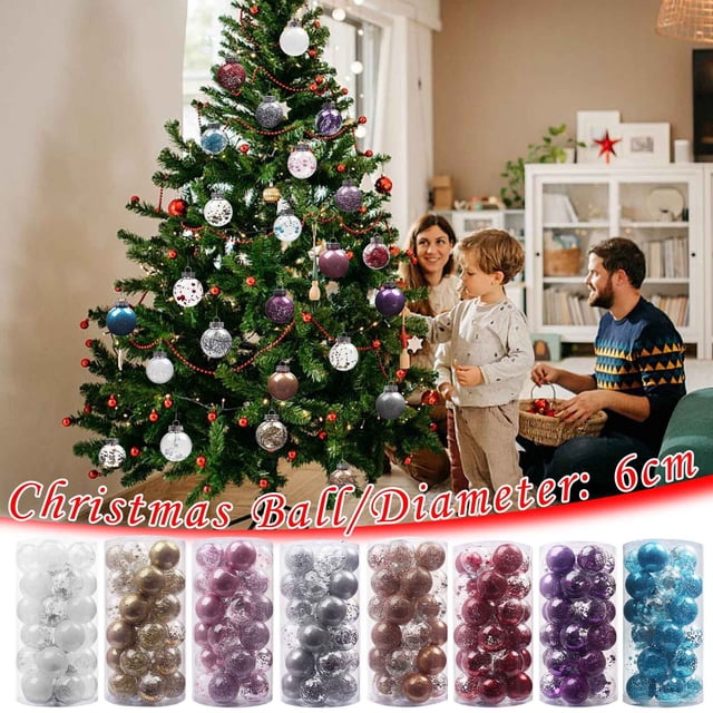 Fiudx Bolas de Navidad Brillantes, Juego de 30 Piezas, Plástico, 6 Cm, para Decoración Navideña, Fiestas, Bodas y Aniversarios, Versátiles para Colgar o Exhibir En La Mesa.