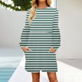 thumbnail image 1 of Qiopertar Vente de Liquidation Robe Mi-Mollet à Manches Courtes Col Rond Imprimé Mode pour Femmes Offres de la Semaine Moins de 5$, 1 of 5