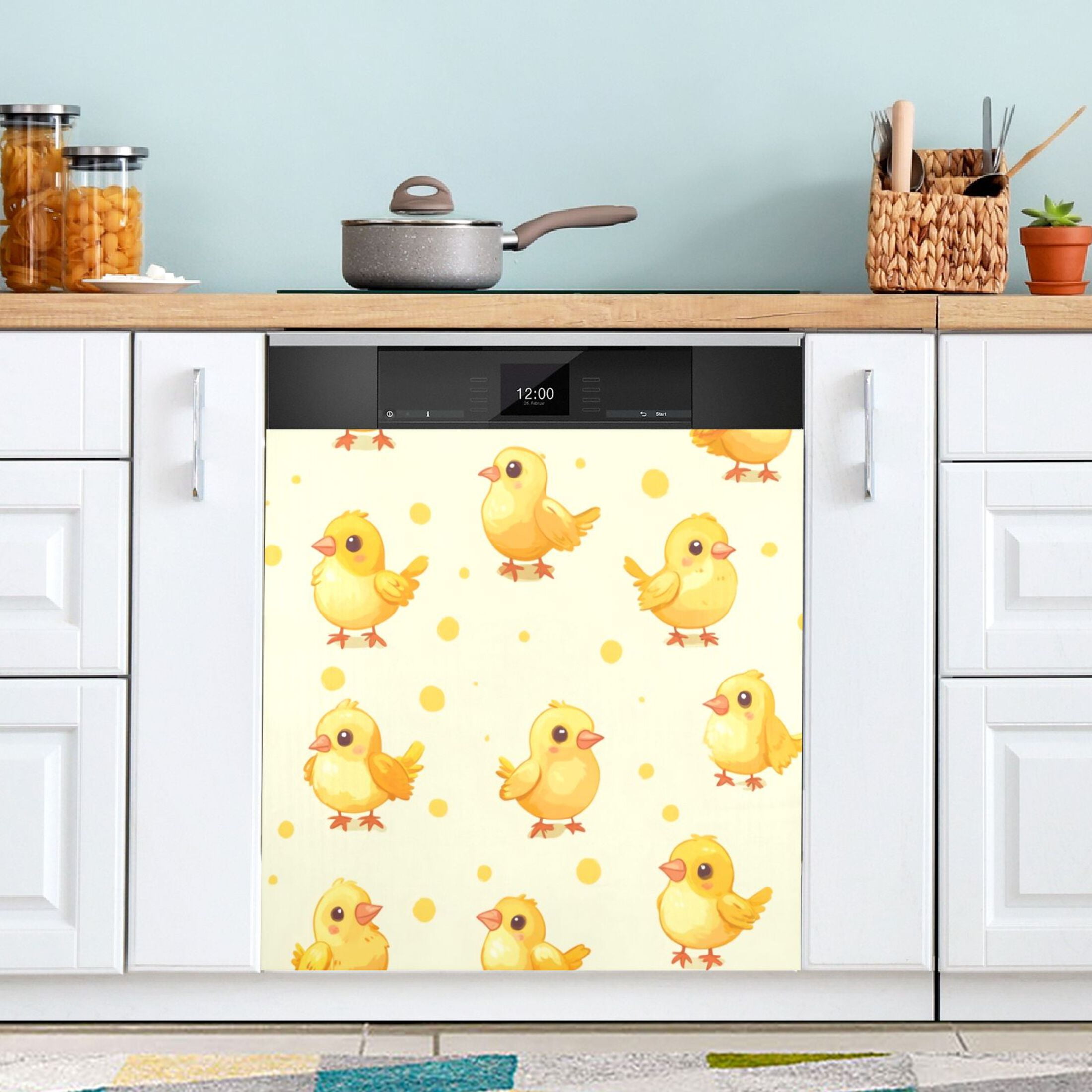 Dishwasher Magnetic Sticker 23x26 Inch Refrigerator Magnetic Sticker Washing Machine Magnetic Sticker Kitchen Panel Magnetic Sticker Home Decor Cute Yellow Chicken