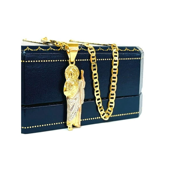 San Judas Necklace / San Judas Pendant / Gold Filled Pendant / Necklace / Catholics Jewelry / Saint Jude Necklace / Cadena y Dije de San Judas en Oro Laminado / Mariner Link Chain