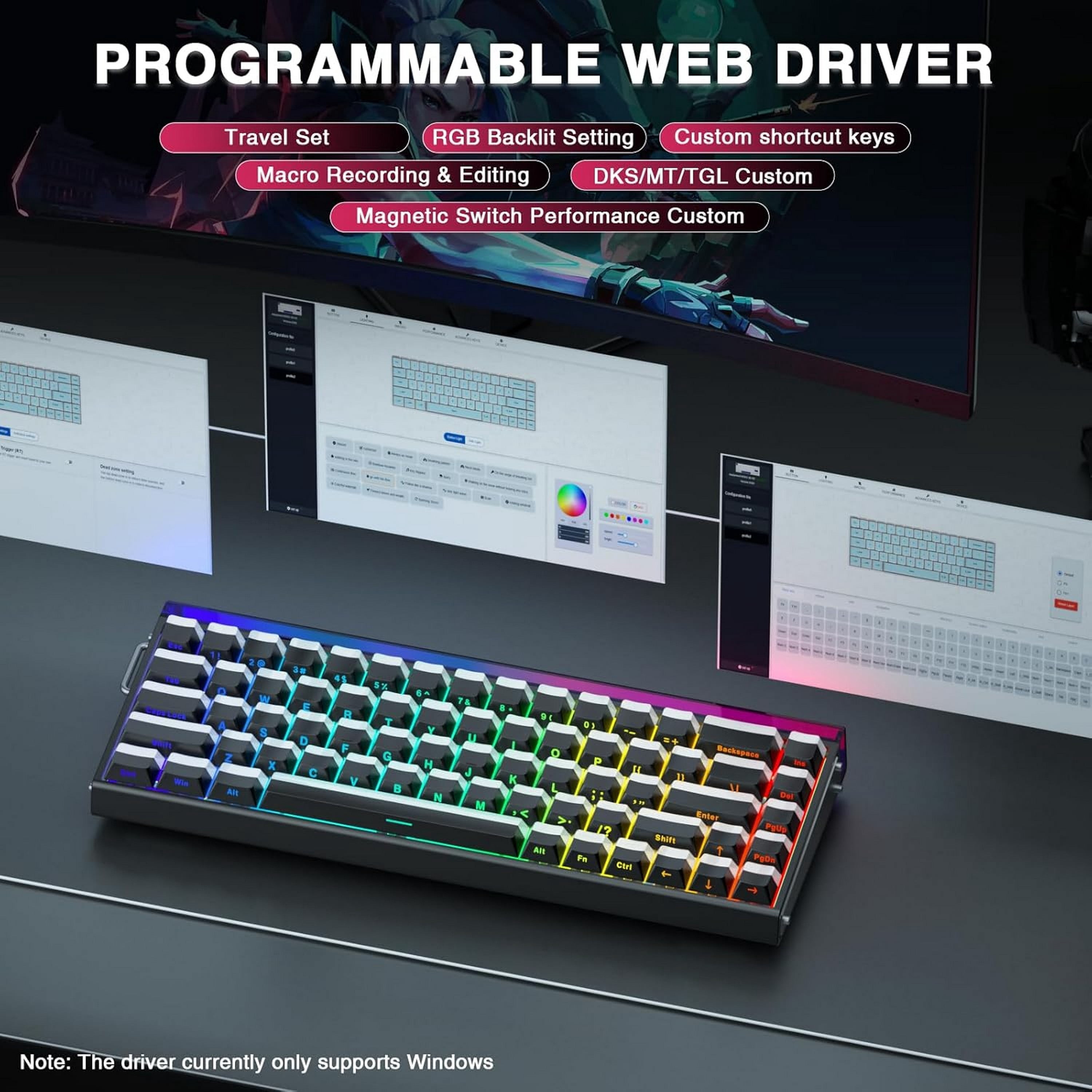 AULA Hero68 HE 60-Key Wired Hall Effect Gaming Keyboard, Magnetic Switch, RGB, Rapid Trigger and Response, Adjustable Actuation