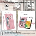 thumbnail image 6 of for Motorola Moto G 2025 / G 2026 / G Paly 2026 6.7 inch Case, Wallet for Women Men, Durable PU Leather Magnetic Flip Lanyard Strap Wristlet Zipper Card Holder Wallet Phone Case,Pink, 6 of 10