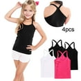 thumbnail image 2 of AHTJRT 4 Pack Girls Tank Tops Slim Fit Cross Racerbacks Camisole Lightweight Breathable Beach Vacation Vest Sleeveless Tops Hot Pink#07 4 Years, 2 of 6