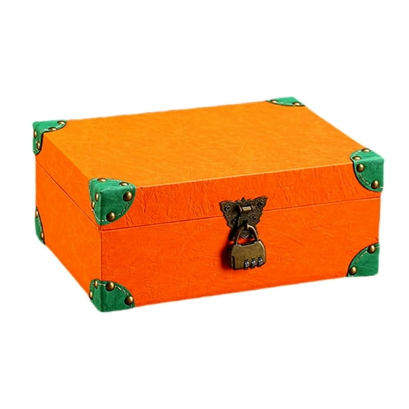 Vintage Leather Wrapped Wooden Storage Box For Jewelry Coin Keepsakes Antique Decorative Chest With Lock