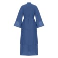 thumbnail image 5 of jsaierl Womens Muslim Kaftan Abaya Long Dress Solid Color Baggy Button Down Dubai Maxi Dress, 5 of 8