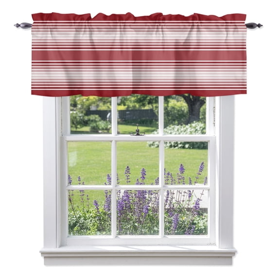 Red Stripes Valances for Windows, Minimalist Stripe Modern Gradient Traditional Valance Window Treatment Rod Pocket Short Curtains Valances for Kitchen Bathroom 42"W x 18"L