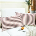 thumbnail image 2 of Decorative Throw Pillow Covers Set of 2 Wine Red Striped Pillow Covers 12x20 Inch Throw Pillow Cover Linen Pillowcase Modern Farmhouse Outdoor Pillow Covers for Couch Sofa Living Room, 2 of 6