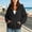 Black, variant on 2026 Summer Women's Wrap V Neck Hoodie, Drop Shoulder Long Sleeve Solid Loose Pullover Sweatshirt with Front Kangaroo Pocket for Beach Lounge Daily Layering