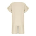 thumbnail image 3 of Cethrio Girls Outfit Sets, Relaxed Fit 2 Piece Ruffle Sleeve T-shirts & Shorts Set Beige Size 8-9T, 3 of 7
