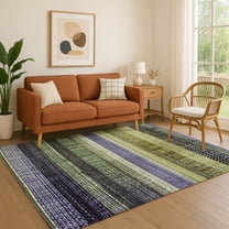Addison Rugs Mayfield Premium Machine Washable Transitional Stripes Aloe Rectangle Rug, 8' x 10'
