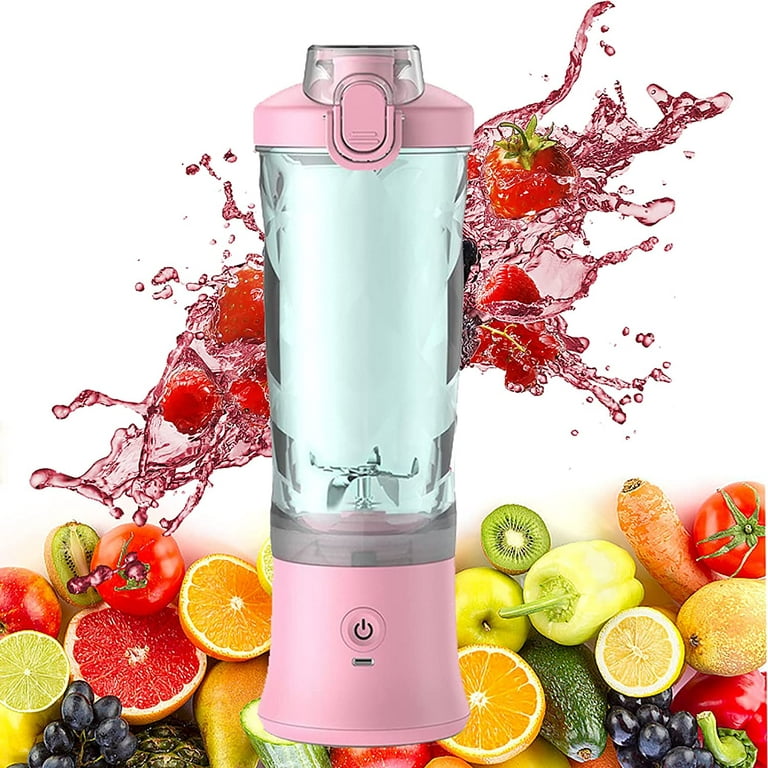 600 ml Portable Smoothie Maker Stand Mixer, Portable Mixer for Smoothies,  Juice and Shakes, Portable Mini Blender with 6 Stainless Steel Knives,  Rechargeable USB Portable Personal Fruit Mixing Machine 