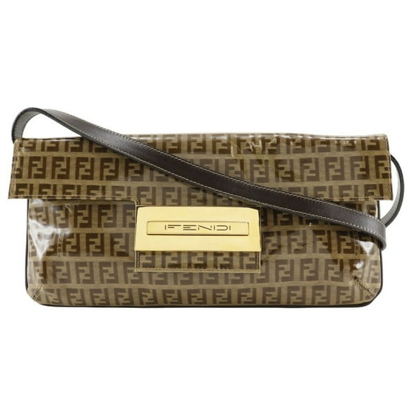 Pre-Owned FENDI Mamma Bucket Shoulder Bag Zucchino Clutch Vinyl Brown 2way Women's (Good)