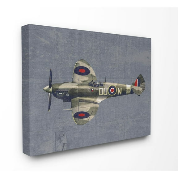 The Kids Room by Stupell Kids Military Air Plane Blue Design Canvas Wall Art by Daphne Polselli