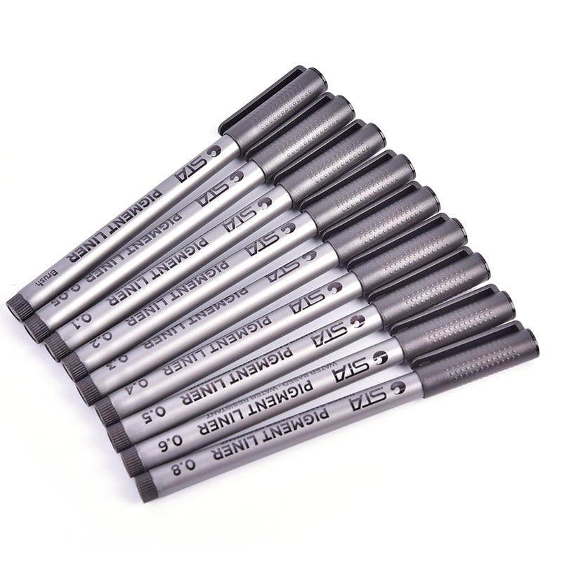 10PC Fine Liner Pens Superior Needle Art Drawing Set Signature Drawing Ink Brush 