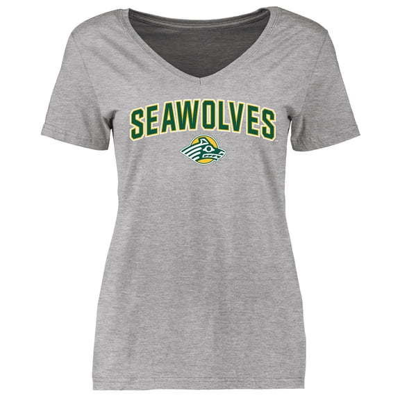 Women's Heather Gray Alaska Anchorage Seawolves Proud Mascot V-Neck T-Shirt