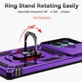 thumbnail image 6 of for Motorola Edge Plus 2023 Case w/ Slide Camera Cover HD Screen Protector [ Grade 16ft. Drop Tested]  Ring Holder Kickstand Protective Phone Case for Motorola Edge+ Plus 2023, Purple, 6 of 17