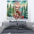 thumbnail image 3 of Merry Christmas Santa Reindeer Antlers Yorkshire Terrier Sleigh Xmas Winter Holiday Tapestry Yorkie Dog Lover Gifts Wall Hanging Backdrop Home Decor - 00023, 3 of 5