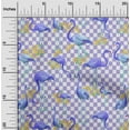 thumbnail image 2 of oneOone Georgette Viscose Medium Blue Fabric Check & Toucan Craft Projects Decor Fabric Printed By The Yard 42 Inch Wide, 2 of 4
