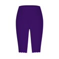 thumbnail image 4 of nochalofo Purple Pajama Pants Women, Capri Leggings for Women Knee Length Capri Leggings Summer Cropped Pants Casual Solid Comfy Capris, 4 of 5