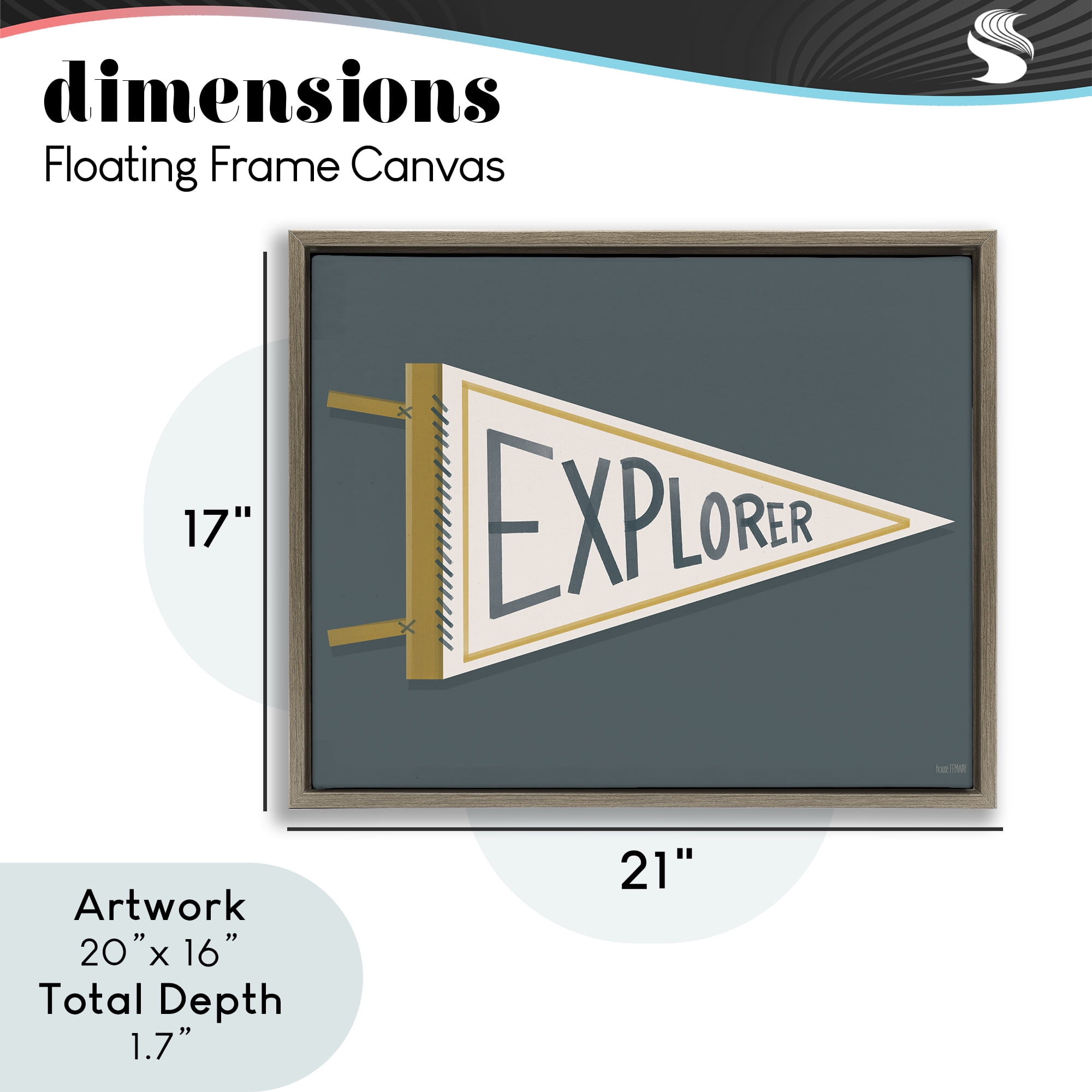 Stupell Industries Explorer Retro Pennant Brown Framed Floater Canvas Wall Art, design by House Fenway