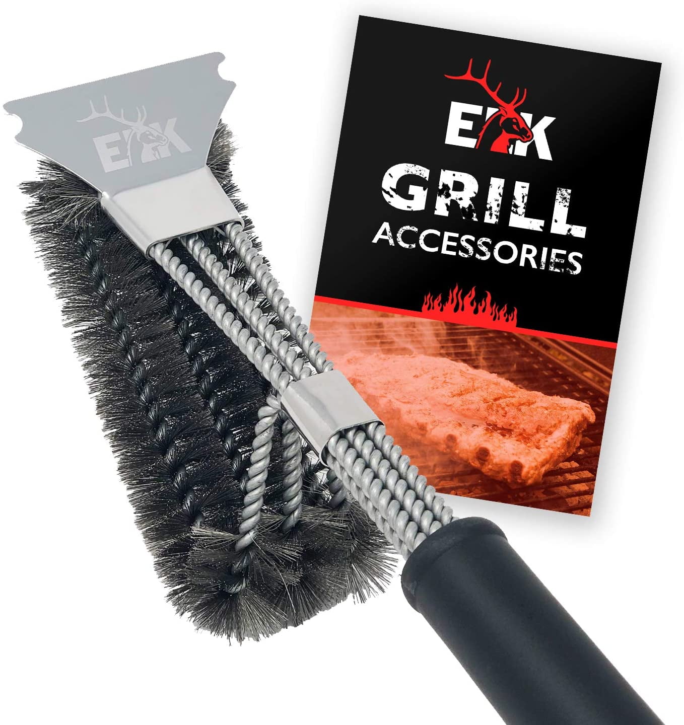 Barbecue BBQ Oven Grill  Cleaning  Steel Wire  Brush Scraper Cleaner  YW 