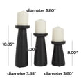 thumbnail image 4 of DecMode 3 Candle Black Mango Wood Pillar Candle Holder, Set of 3, 4 of 13