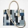 thumbnail image 2 of Blue And Black And Grey Squares Cross Body Bags For Women Small Leather Female Handbags Fashion Top-Handle Totes, 2 of 4