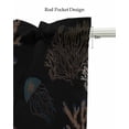 thumbnail image 5 of Black Coastal Coral Linen Curtain Valance for Bedroom/Bathroom/Kitchen/Living/Dining Room Window,Abstract Minimalist Ocean Starfish Conch Pocket Topper Drapes Decorative Cafe Drapery Panel 42"x18", 5 of 6