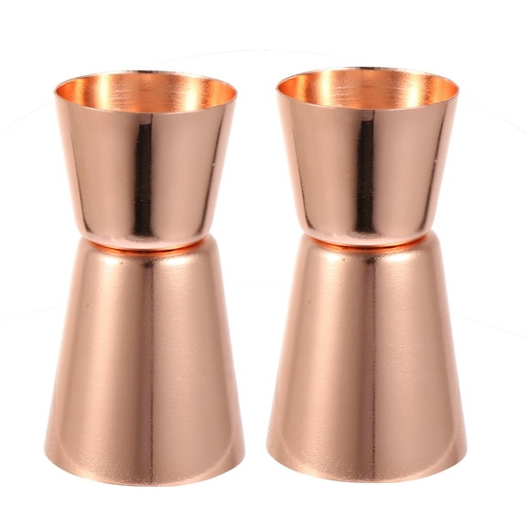 FUEENIRVA 2Pcs Stainless Steel Jigger Cups Golden Color Reusable Measuring Cups
