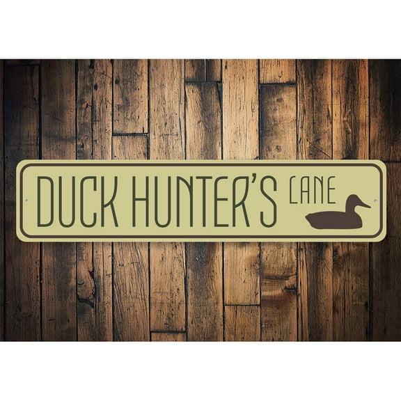 Duck Hunter's Lane Novelty Sign, Metal Wall Decor - 4x18 inches