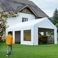 thumbnail image 2 of Quictent 12x20 ft Heavy Duty Carports with Side Zipper Doors & Snowproof Steel Cables & Ventilated Windows, Waterproof Storage Shelter for Outdoor Equipment, White, 2 of 9