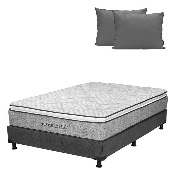 Colchón Matrimonial Dicasa Vail + Box Base Cama + Almohada 2Pack