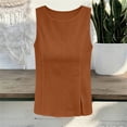 thumbnail image 6 of Craaazy Womens Sleeveless Shirts Oversized Fit Solid Color Crew Neck Casual Linen Tops Breathable Cotton Blend for Spring Summer Daily Wear, 6 of 10