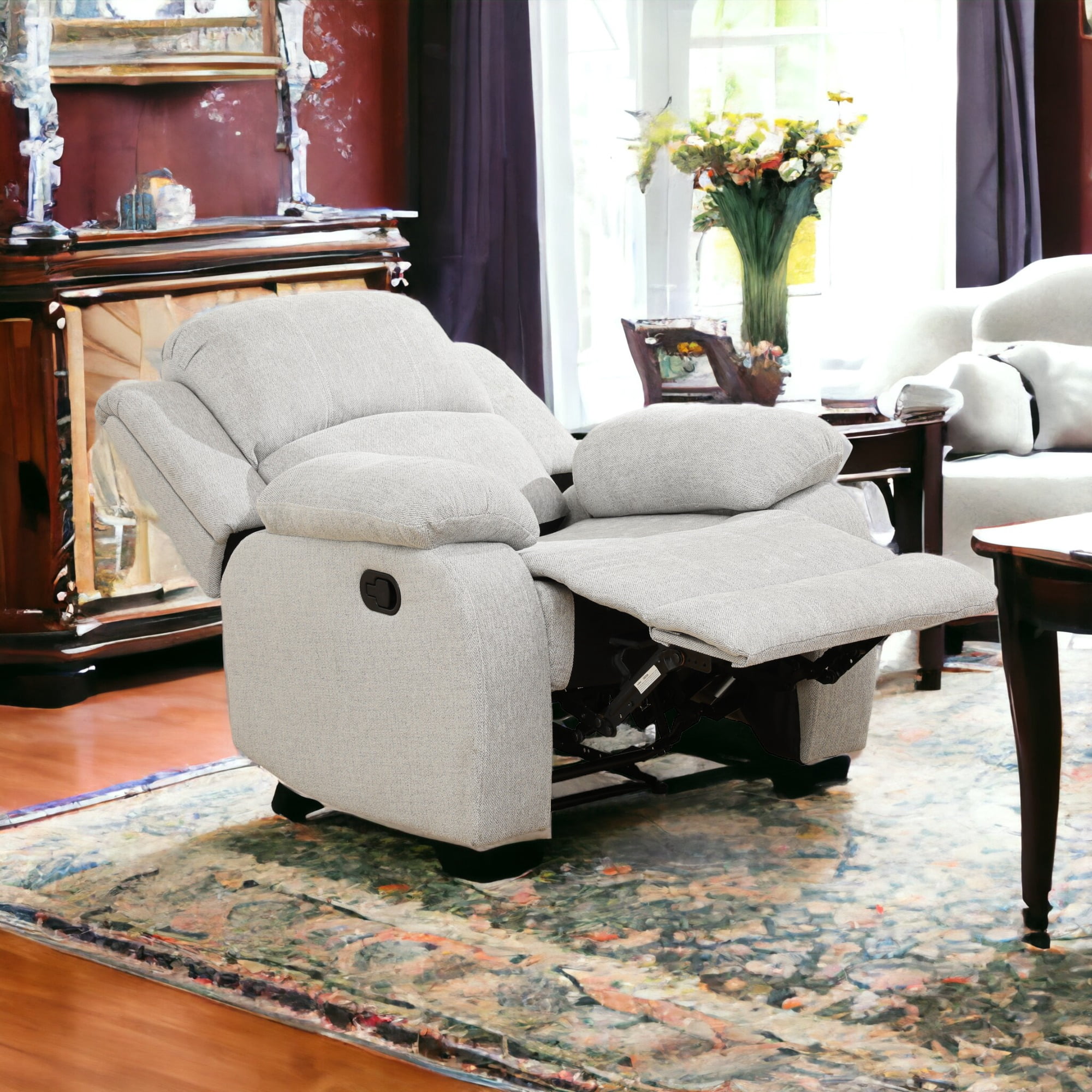 JESTOP Manual Recliner Chair, Overstuffed Faux Leather or Upholstered Single Sofa for Living Room Bedroom