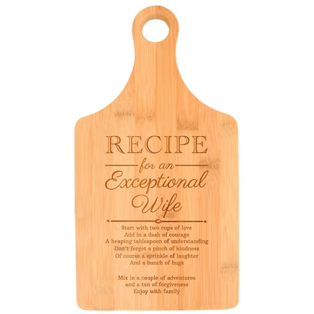 

ThisWear Wedding Gifts Recipe for an Exceptional Wife Gift from Husband Paddle Shaped Bamboo Cutting Board