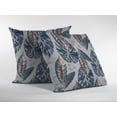 thumbnail image 2 of 18â€ Blue Gray Tropical Leaf Zippered Suede Throw Pillow, 2 of 3