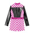 thumbnail image 4 of YONGHS Girls Racer Jumpsuit Kids Race Car Racer Driver Outfits Long Sleeve Checkerboard Unitard Black 6, 4 of 7