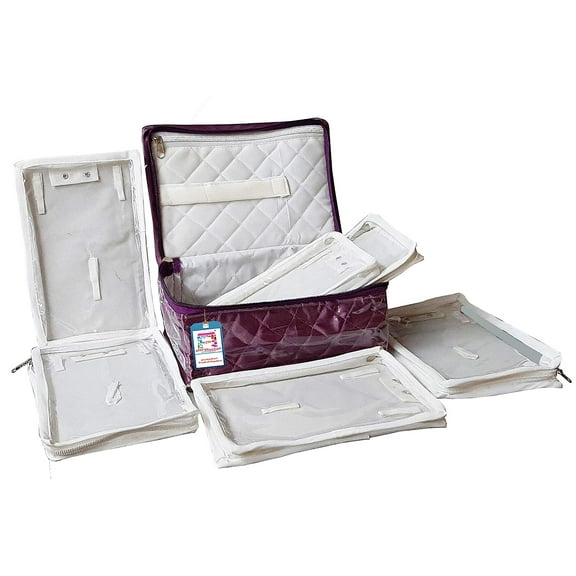 atorakushon Satin Makeup Jewelery Kit Organizer Locker Box Pouch for Necklaces Earring Ring Cosmetic Travel Storage Case for Women Girls Wedding Gift Purple