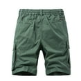 thumbnail image 3 of Nuoqisi Men's Solid Color Multi-Pocket Cargo Mid-Length Shorts - Sporty Casual Bottoms for Outdoor, 3 of 4