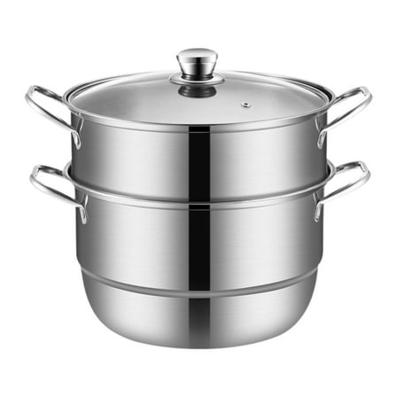 MAGIDEAL Stainless Steel Steamer Steamer Pot 2 Tier with Lid Versatile Soup Cookware for