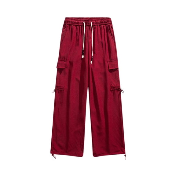 Parachute Pants For Men Casual Baggy Cargo Pants Streetwear Y2k Drawstring Hiking Climbing Trousers With Pockets