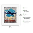thumbnail image 2 of Towards New Skies - Plane soars through sun-lit gap in clouds shaped like a map of France - Vintage Travel Poster c.1947 - Fine Art Rolled Canvas Print 11in x 14in, 2 of 4