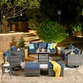 thumbnail image 3 of Ovios 9 Pieces Outdoor Patio Furniture with 30Inch Gas Fire Pit Table CSA Approved Grey Wicker Conversation Set with 360 Degree Swivel Rocking Chair, 3 of 8
