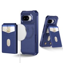 Allytechgroup Case Compatible with Mag-safe for Google Pixel 9A,RFID Blocking 2 in 1 Detachable PU Leather Magnetic Wallet Case with Credit Card Slots Kickstand Shockproof Cover, Darkblue